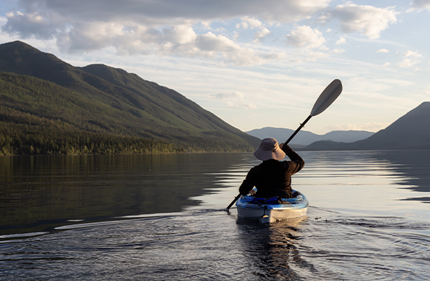 A canoe on Lake McDonald, Montana.