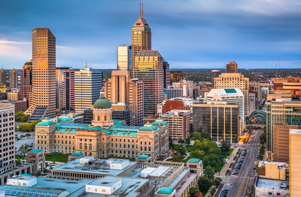 Indianapolis skyline and city center where Selective offers Indiana Business Insurance.