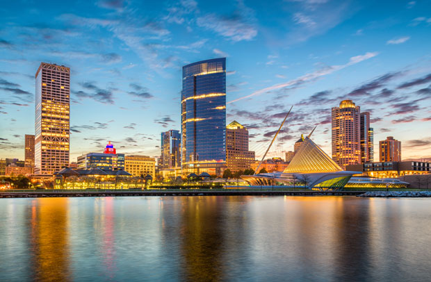 Milwaukee skyline and city center where Selective offers Wisconsin Business Insurance.